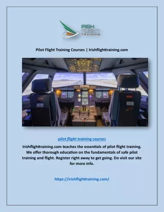 Pilot Flight Training Courses | Irishflighttraining.com