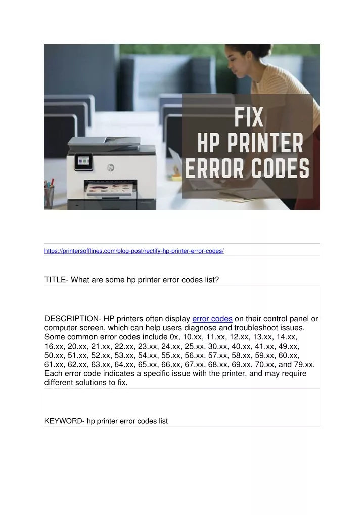 PPT What are some hp printer error codes list? PowerPoint