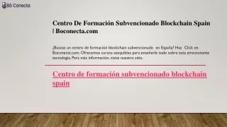 Centro De Formación Subvencionado Blockchain Spain  Boconecta.com
