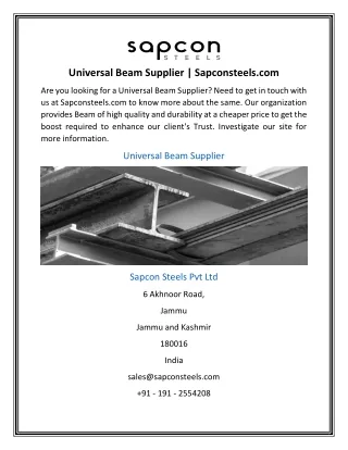 Universal Beam Supplier | Sapconsteels.com
