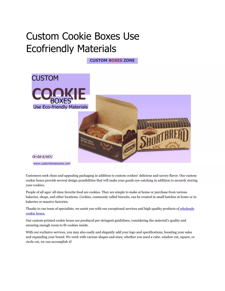 custom cookie boxes use ecofriendly materials