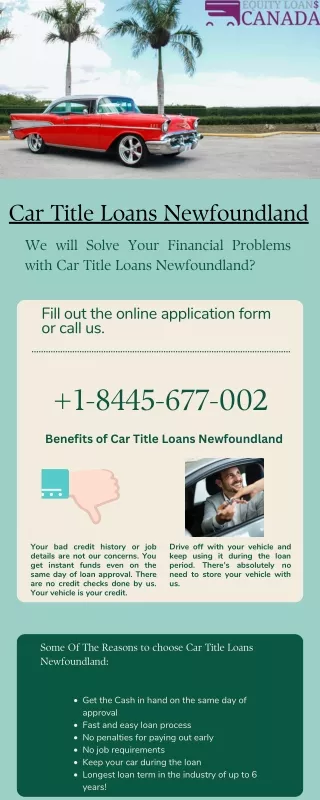 How to Solve Financial Problems with Car Title Loans Newfoundland?