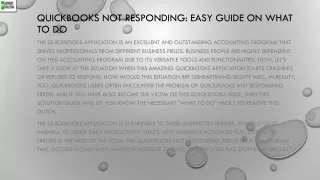 quickbooks not responding easy guide on what to do