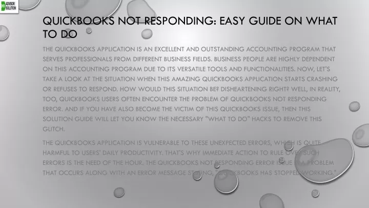 quickbooks not responding easy guide on what to do