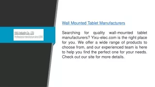 Wall Mounted Tablet Manufacturers  Yixu-elec.com
