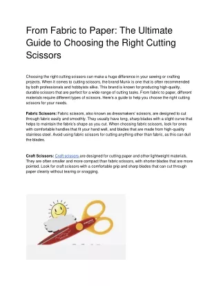 From Fabric to Paper: The Ultimate Guide to Choosing the Right Cutting Scissors