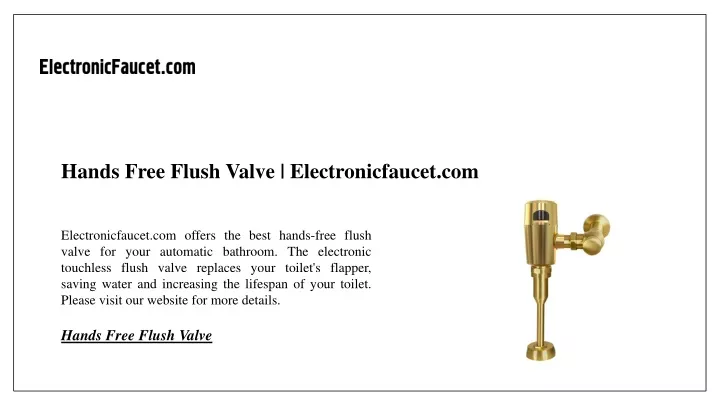 hands free flush valve electronicfaucet com
