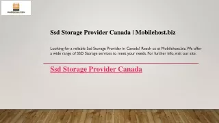 Ssd Storage Provider Canada  Mobilehost.biz