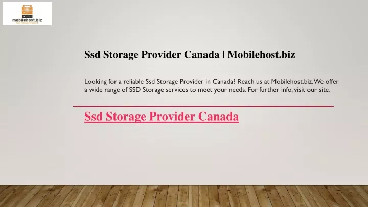 ssd storage provider canada mobilehost