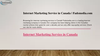 Internet Marketing Service in Canada Fadsmedia.com