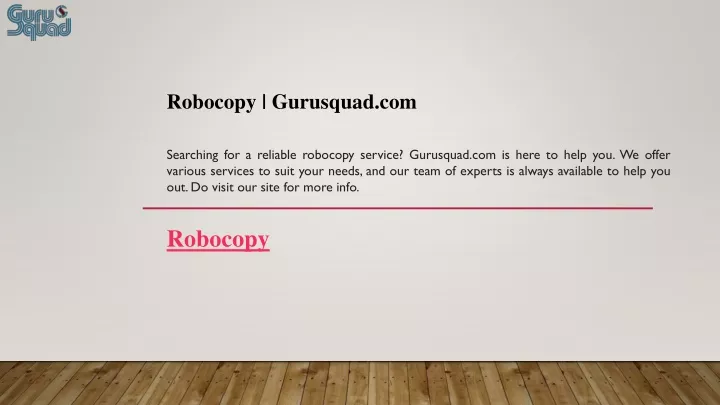robocopy gurusquad com searching for a reliable
