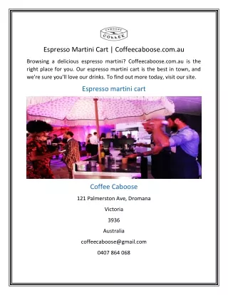Espresso Martini Cart | Coffeecaboose.com.au