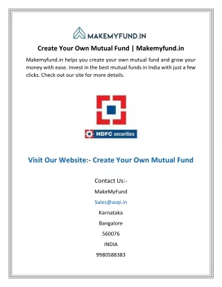 Create Your Own Mutual Fund  Makemyfund.in