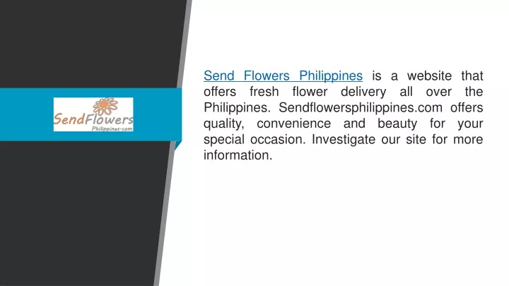 send flowers philippines is a website that offers
