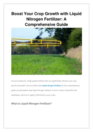 boost your crop growth with liquid nitrogen