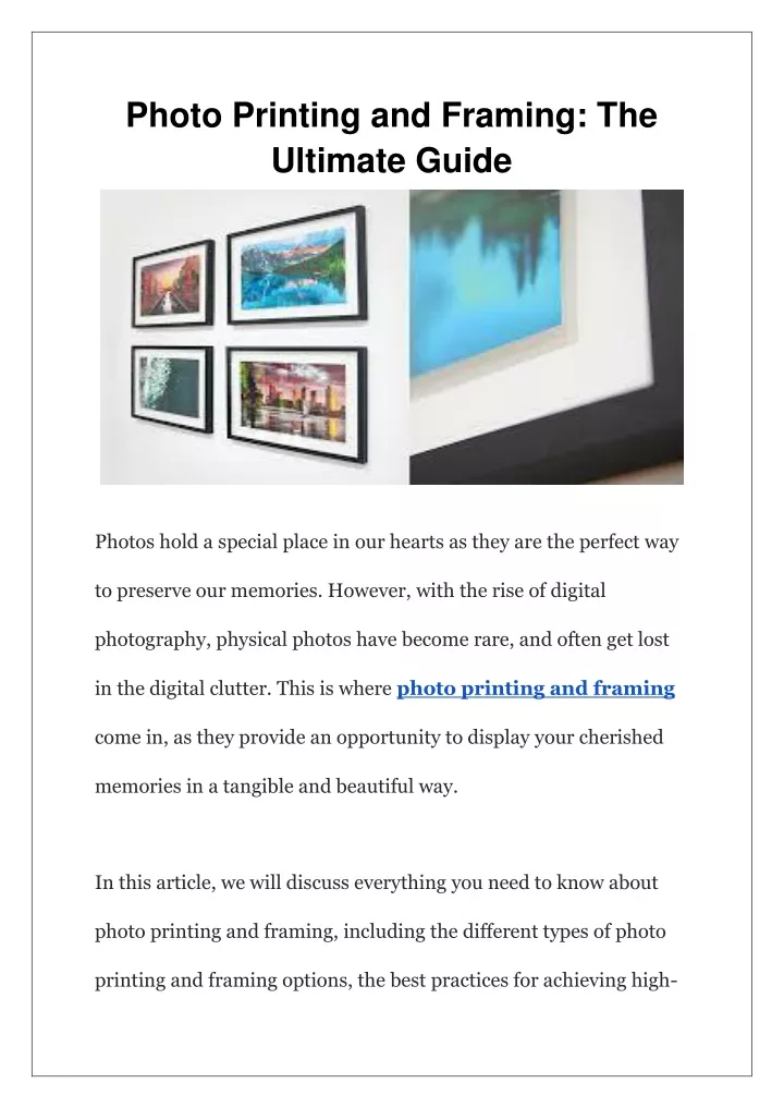 photo printing and framing the ultimate guide