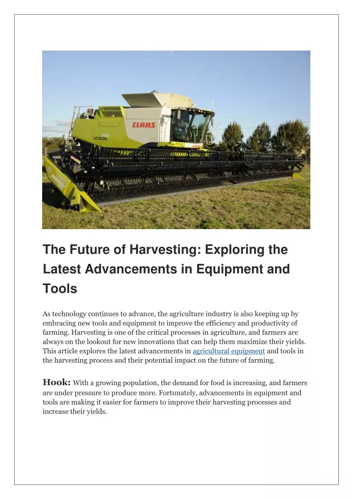 the future of harvesting exploring the latest