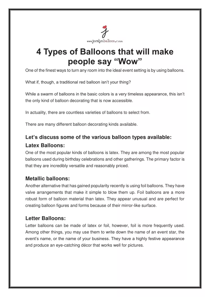 4 types of balloons that will make people