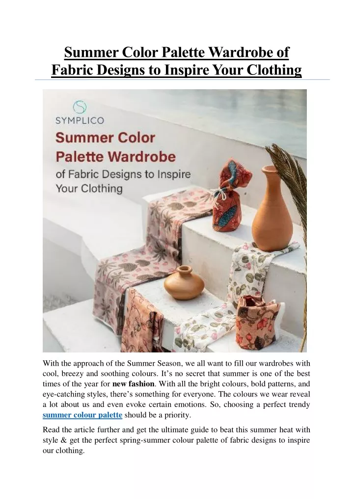 summer color palette wardrobe of fabric designs