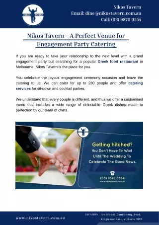 Nikos Tavern - A Perfect Venue for Engagement Party Catering