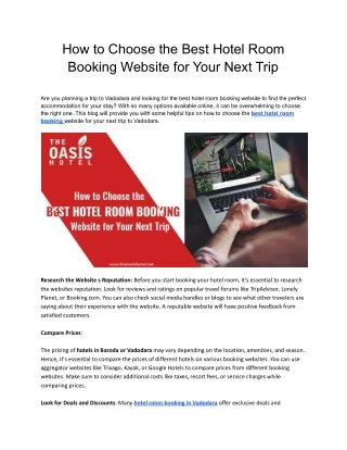 How to Choose the Best Hotel Room Booking Website for Your Next Trip