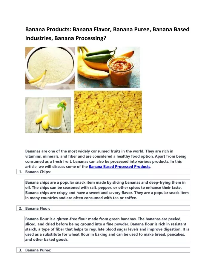 banana products banana flavor banana puree banana