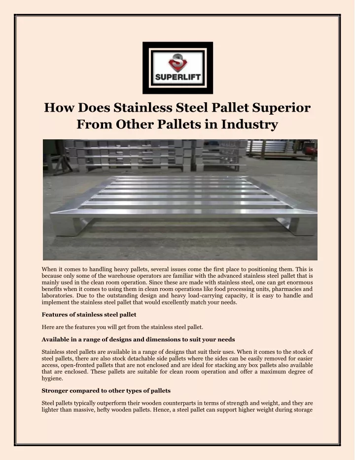 PPT How Does Stainless Steel Pallet Superior From Other Pallets in