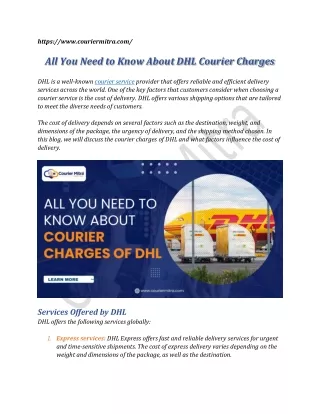 All You Need to Know About DHL Courier Charges