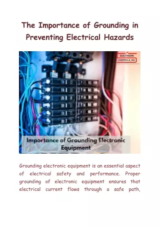 the importance of grounding in preventing