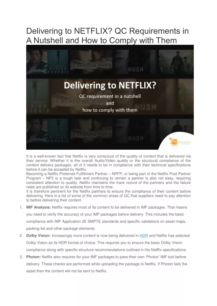 delivering to netflix qc requirements