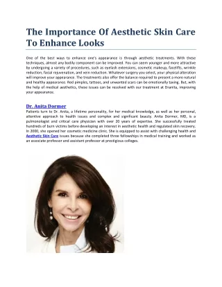 The Importance Of Aesthetic Skin Care To Enhance Looks
