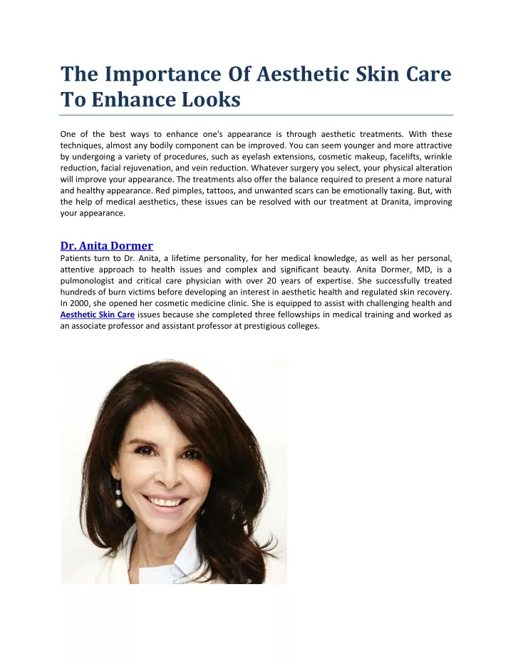 the importance of aesthetic skin care to enhance