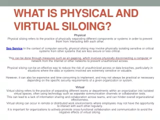 what is physical and virtual siloing