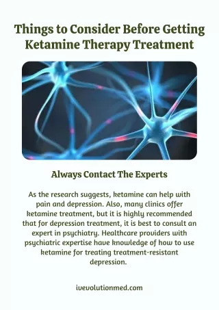 things to consider before getting ketamine