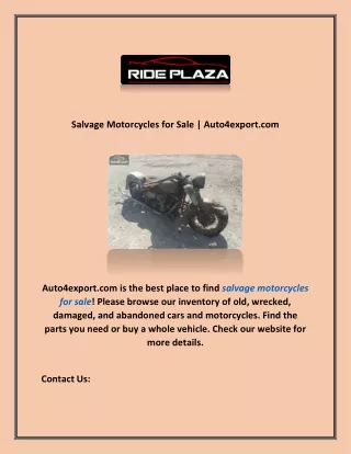 Salvage Motorcycles for Sale | Auto4export.com