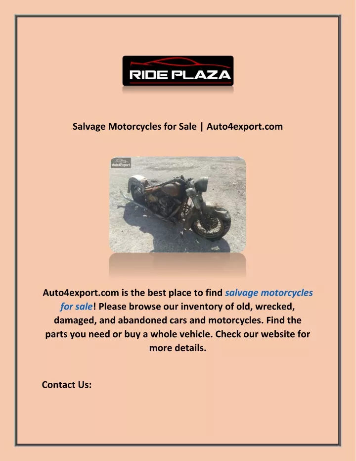 Wrecked motorcycles store for sale