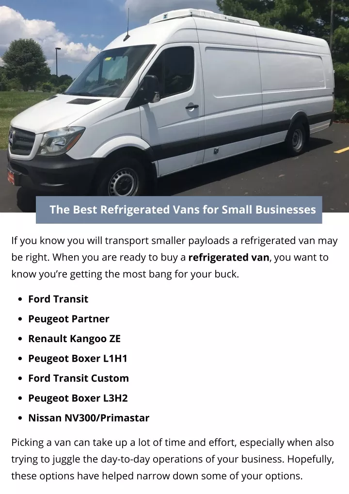 the best refrigerated vans for small businesses