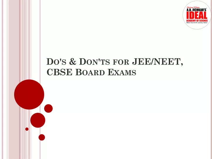 do s don ts for jee neet cbse board exams