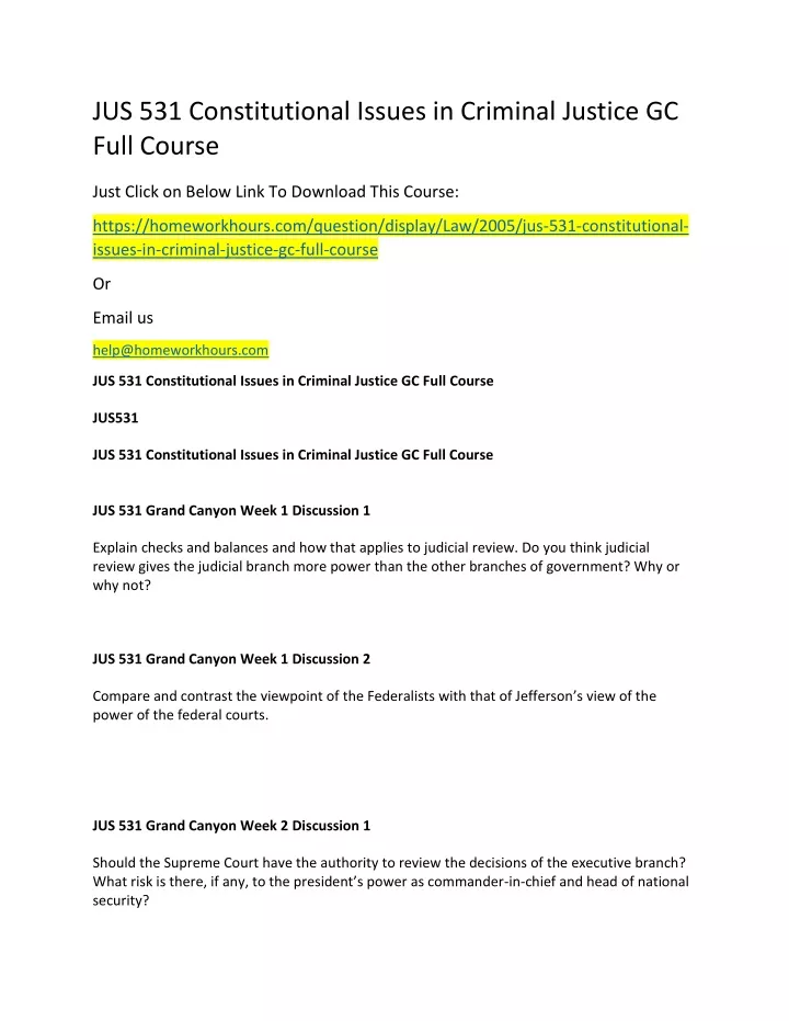 jus 531 constitutional issues in criminal justice