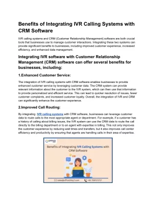 benefits of integrating ivr calling systems with