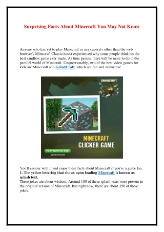 Surprising Facts About Minecraft You May Not Know