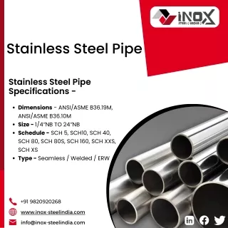 Top Quality Stainless Steel Pipe Manufacturer in India