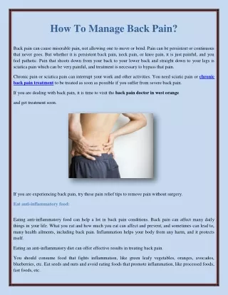 How To Manage Back Pain?