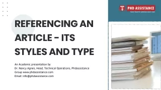 Referencing an Article - Its styles and type