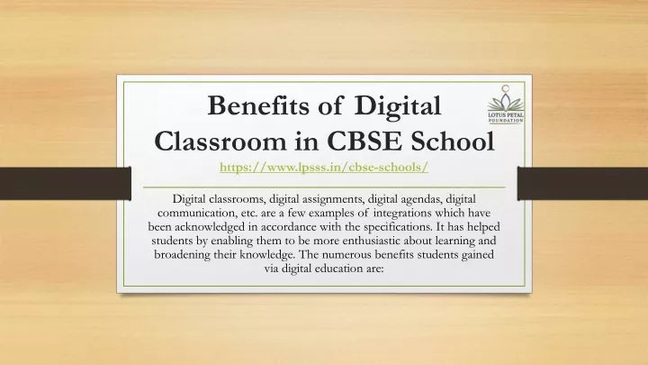 benefits of digital classroom in cbse school