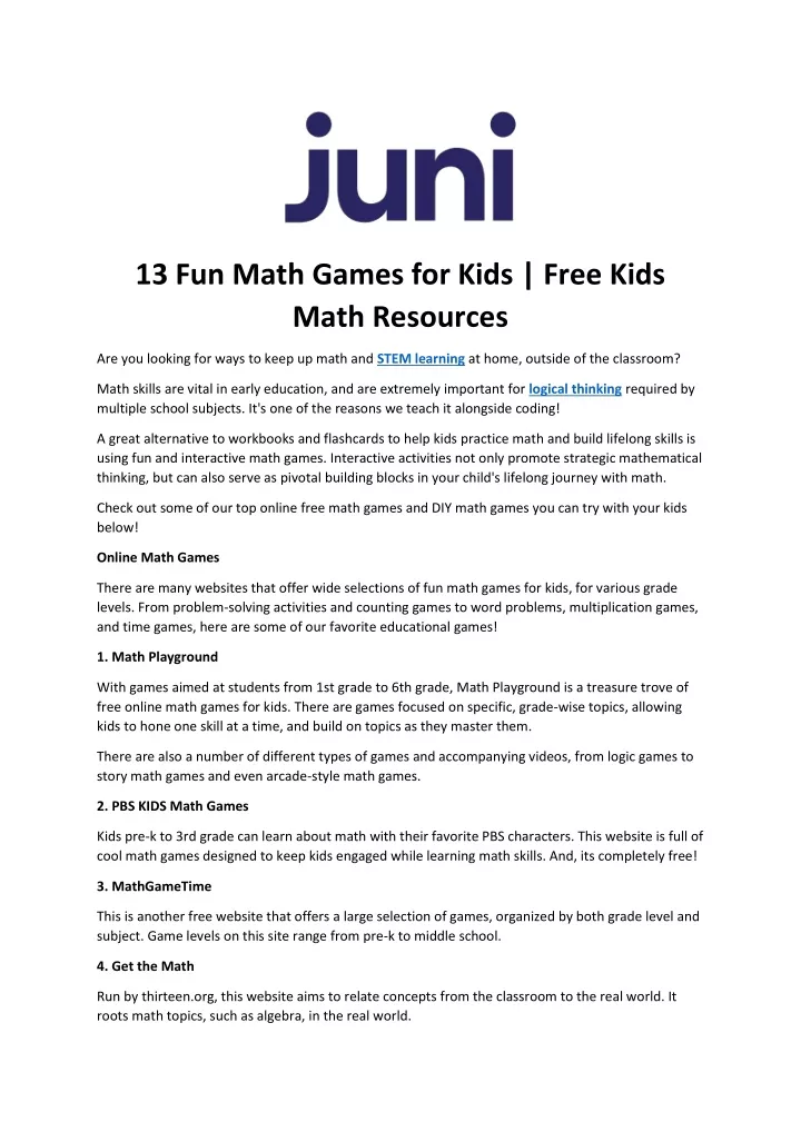 13 fun math games for kids free kids math
