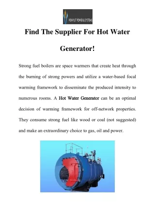 Hot Water Generator Suppliers in Maharashtra Call-09967457782