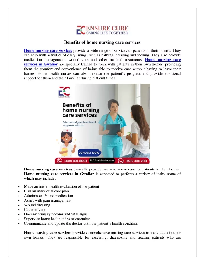 benefits of home nursing care services
