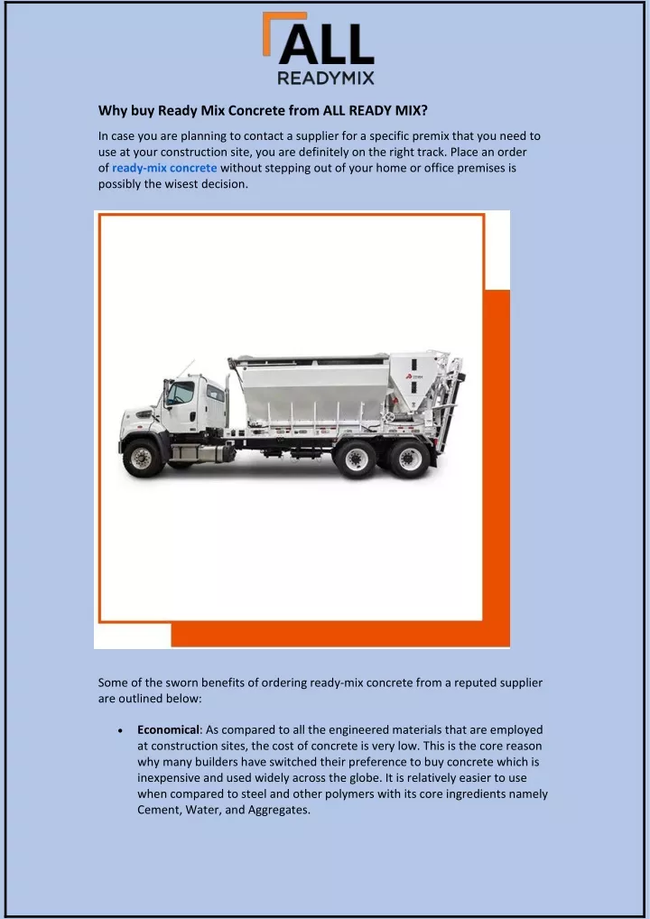 why buy ready mix concrete from all ready mix