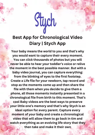 Best App for Chronological Video Diary  Stych App